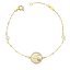 Pulsera de Oro Amarillo 18K con Nácar, Cruz 12 mm y Bolas de Jade 4 mm – Espiritualidad y Elegancia